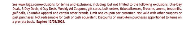 See www.big5.com/exclusions