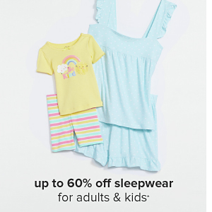 Blue sleep set, Kids' yellow shirt and striped shorts. Up to 60% off sleepwear for adults and kids. 