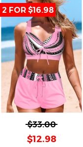 Geometric Print Pink Bikini Top