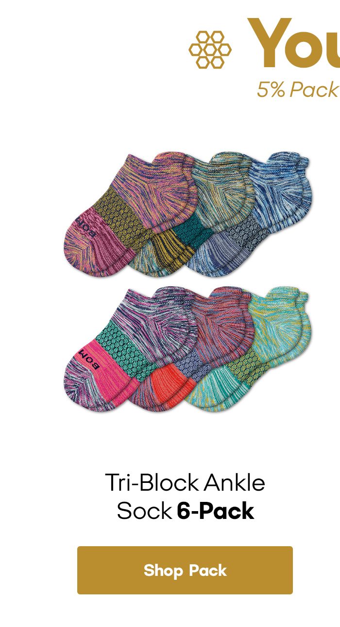 Tri Block Ankle Sock 6 Pack. Shop Pack.