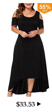 Plus Size Cold Shoulder High Low Dress