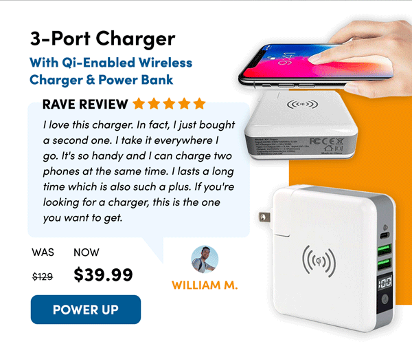 3-Port Wireless Charger | Power Up 