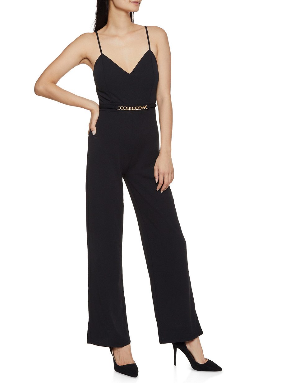 Metallic Chain Sleeveless Jumpsuit