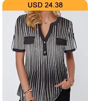 Button Detail Split Neck Printed Blouse