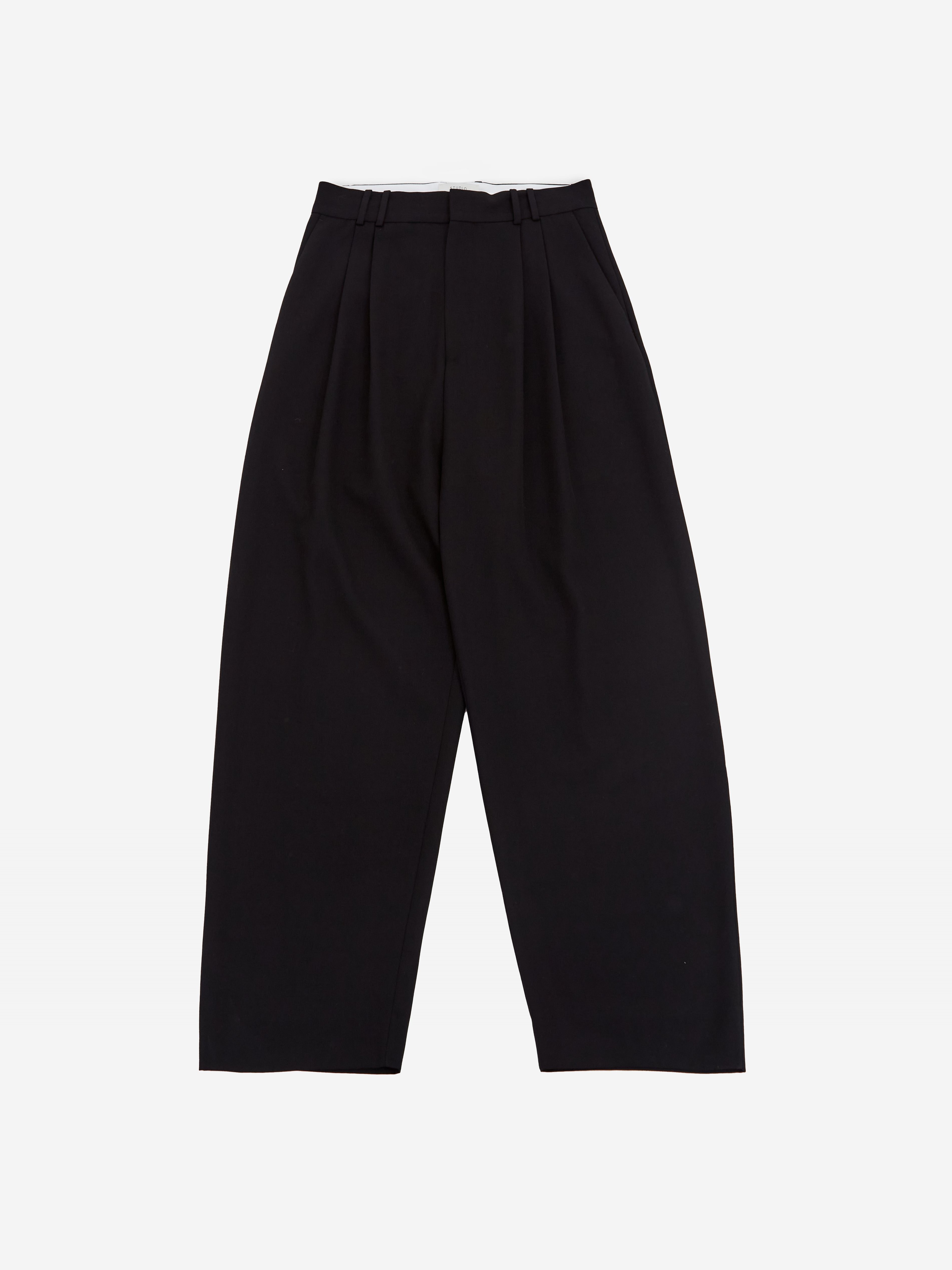 Image of Studio Nicholson Line Double Pleat Volume Pant - Black