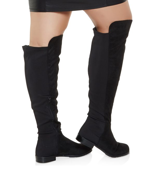 Over the Knee Low Heel Wide Calf Boots