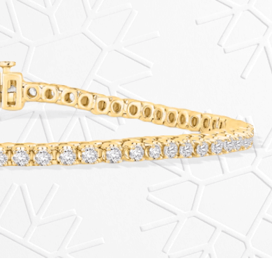 Diamond Tennis Bracelet 2 ct tw Round-cut 10K Yellow Gold 7''