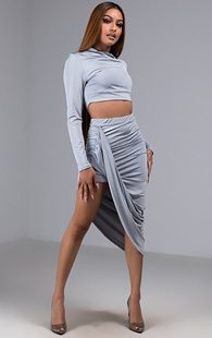 Touch My Body Asymmetric Midi Skirt