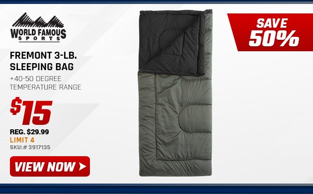 World Famous Sports Fremont 3-lb. Sleeping Bag