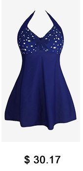 Halter Neck Star Print Navy Blue Swimdress