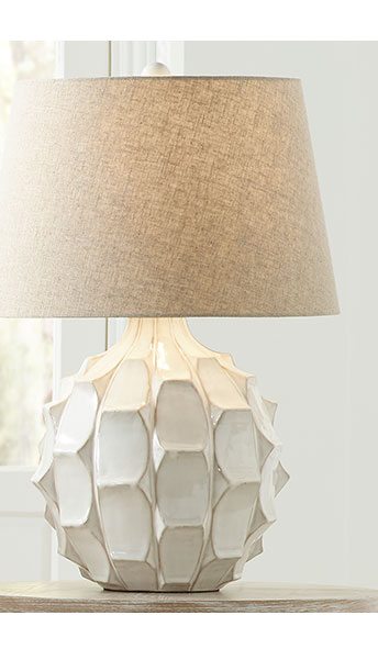 Cosgrove Round Mid-Century White Ceramic Table Lamp
