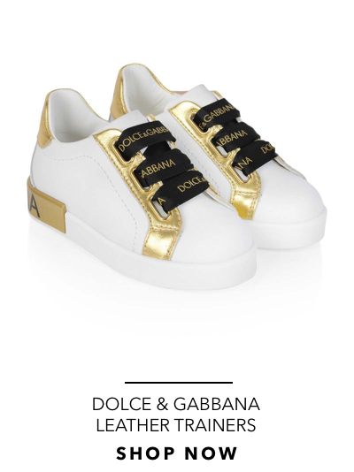 GIRLS WHITE &amp; GOLD LEATHER TRAINERS 