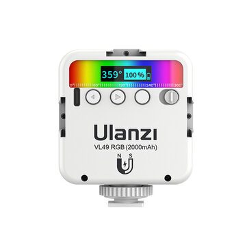 Ulanzi VL49 RGB Full Color LED Video Light 2500K-9000K with Magnetic Mini Fill Lamp Extend 3 Cold Shoe 2000mAh Type-c Port for Youtube Tik Tok Live Broadcast Photography