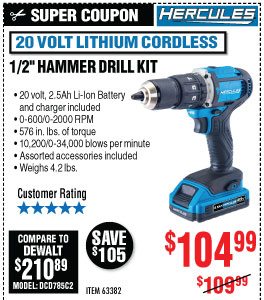 View 20V Lithium Cordless 1/2 In. Compact Hammer Drill/Driver Kit