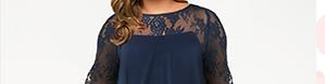 Lace Panel Overlay Plus Size Straight Dress