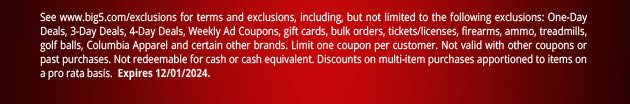 See www.big5.com/exclusions