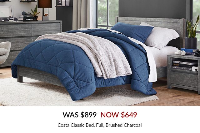 COSTA CLASSIC BED, FULL, BRUSHED CHARCOAL