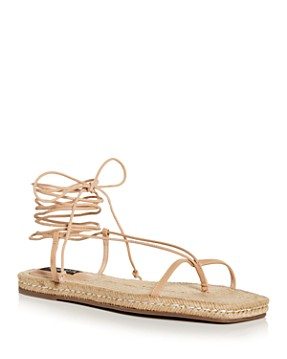 Womens Ankle Tie Thong Espadrille Sandals