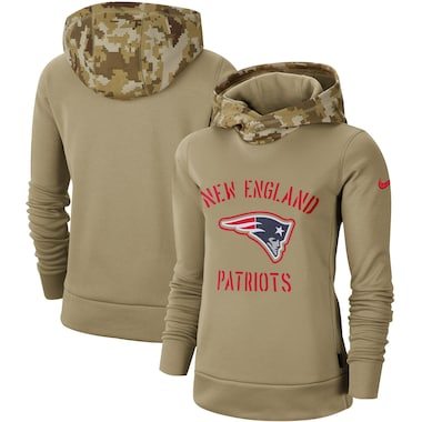 New England Patriots Nike Women's 2019 Salute to Service Therma Pullover Hoodie - Khaki