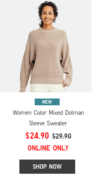 WOMEN COLOR MIXED DOLMAN SLEEVE SWEATER $24.90 - SHOP WONOW