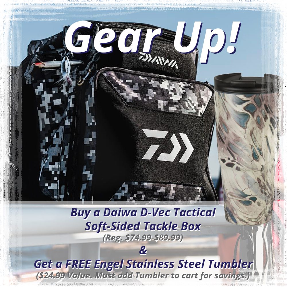Buy a Daiwa D-Vec Tactical Soft-Sided Tackle Box and get a FREE Engel Stainless Steel Tumbler