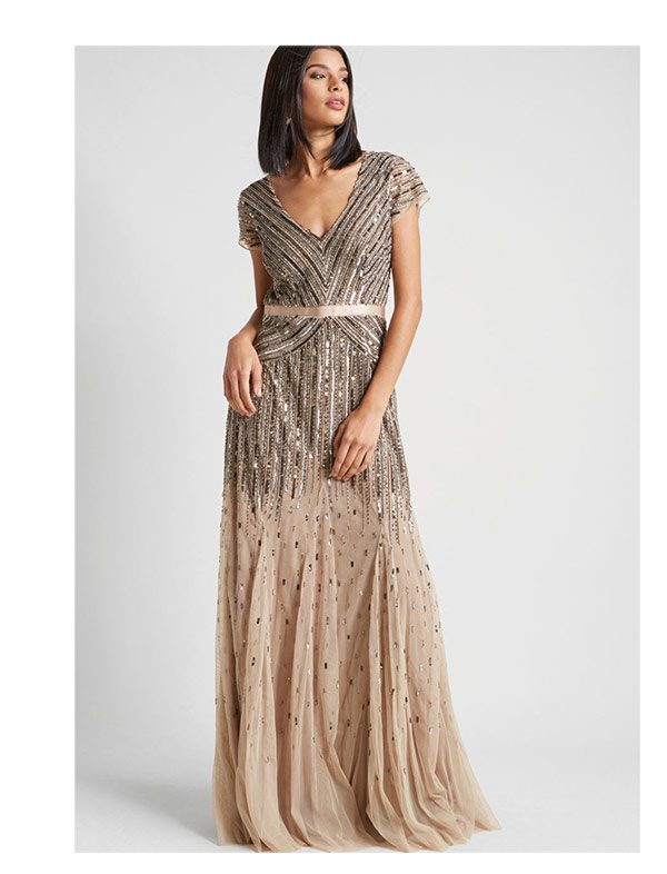 Adrianna Papell Orchestral Opening Maxi Dress