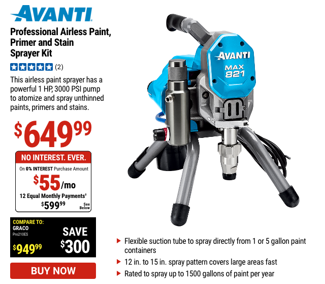 AVANTI: Professional Airless Paint, Primer & Stain Sprayer Kit