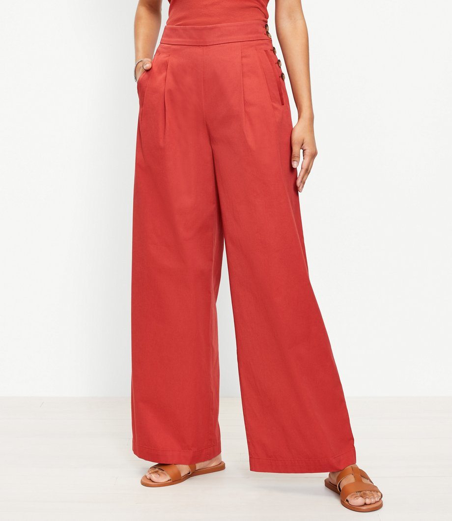 The Side Button Poplin Wide Leg Pant