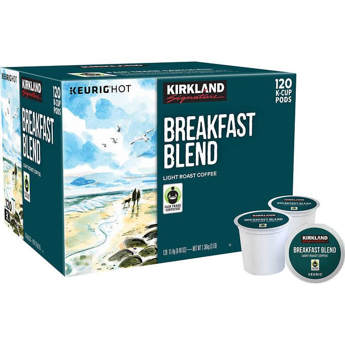 Kirkland Signature Breakfast Blend Coffee, Light Roast, 120 K-Cup Pods