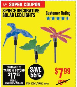  Solar Decorative LED Lights - 3 Pc