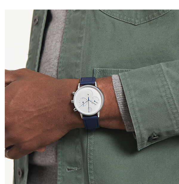Blue Leather Face Chrono