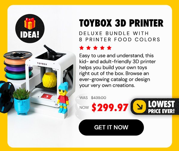 Toybox 3D Printer Deluxe Bundle with 8 Printer Food Colors