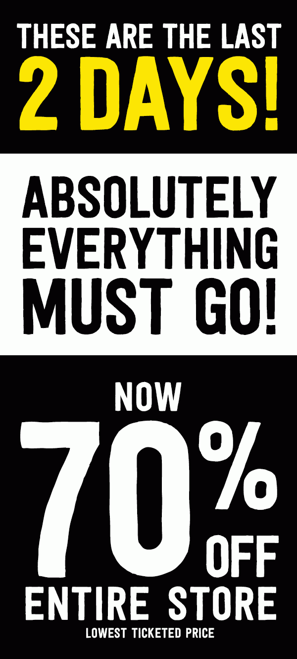 Now 70% Off Entire Store