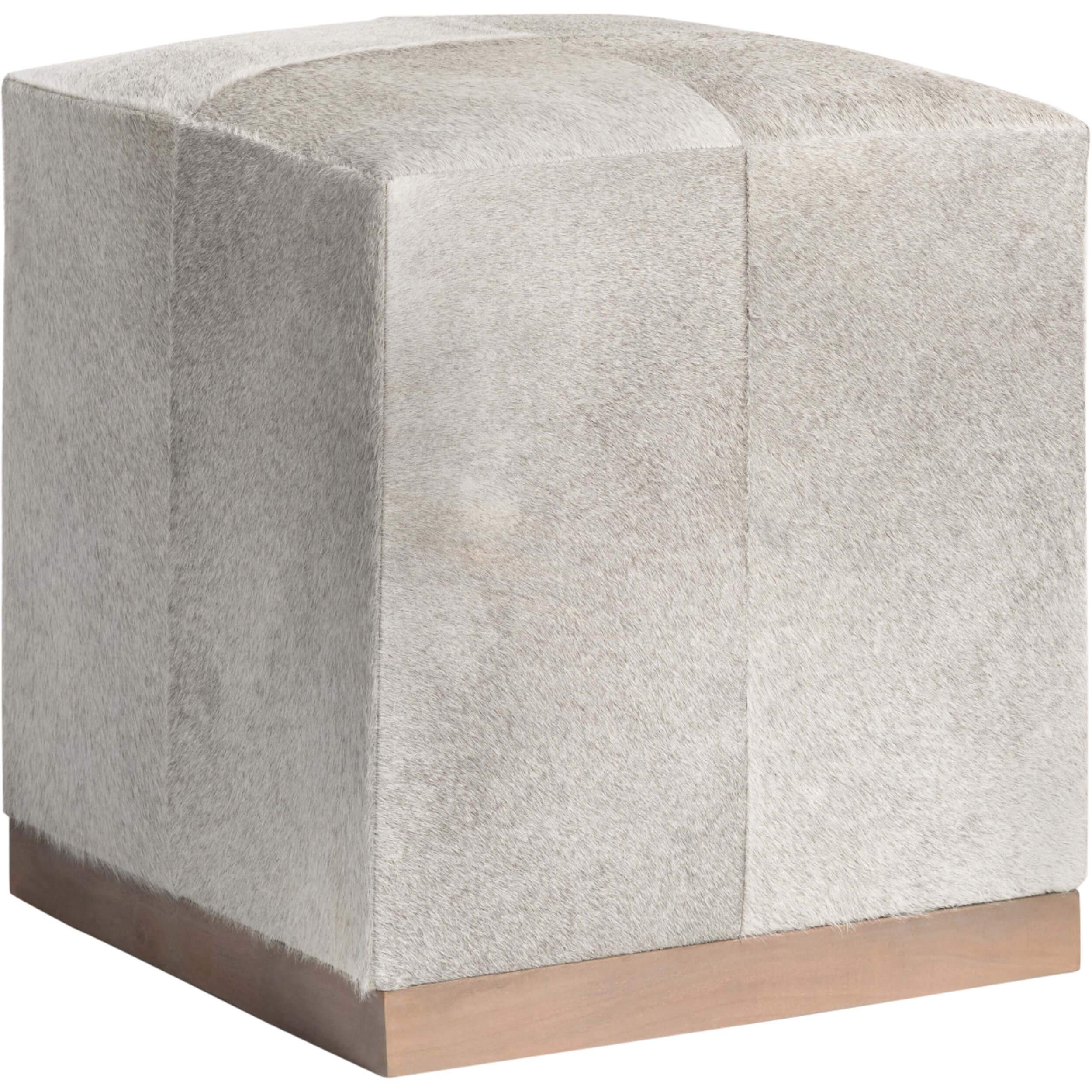 Image of Felix Small Leather Ottoman, Frosted Hide