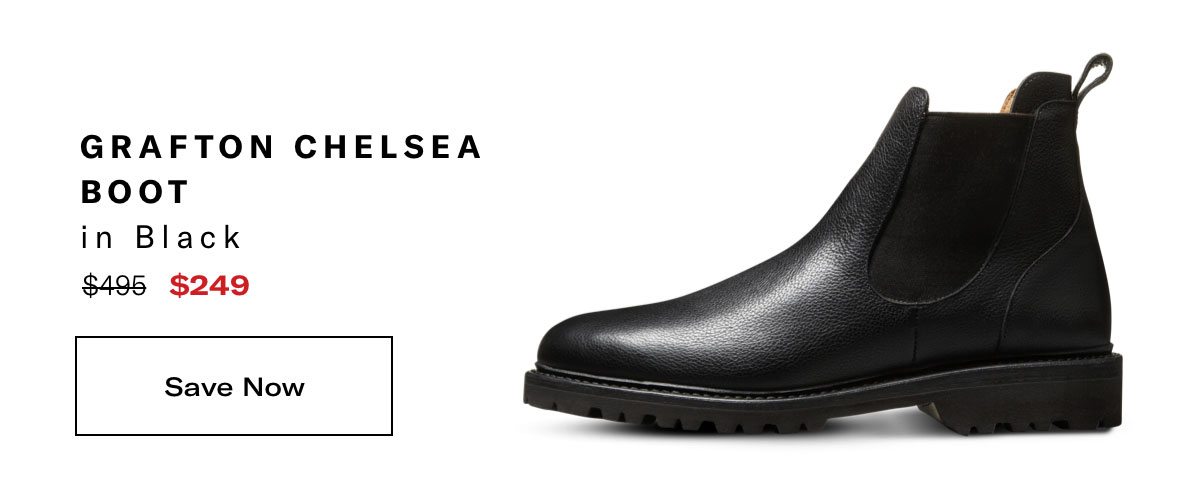 Click Here To Save On The Grafton Chelsea Boot In Black, Regular Price $495, Available For $249 During Black Friday Sale