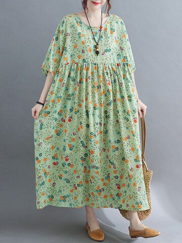 Floral Print Vintage Long Dress