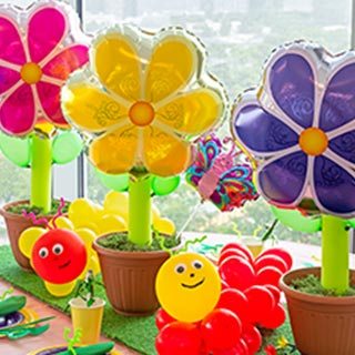 Balloon Flower and Caterpillar Centerpieces