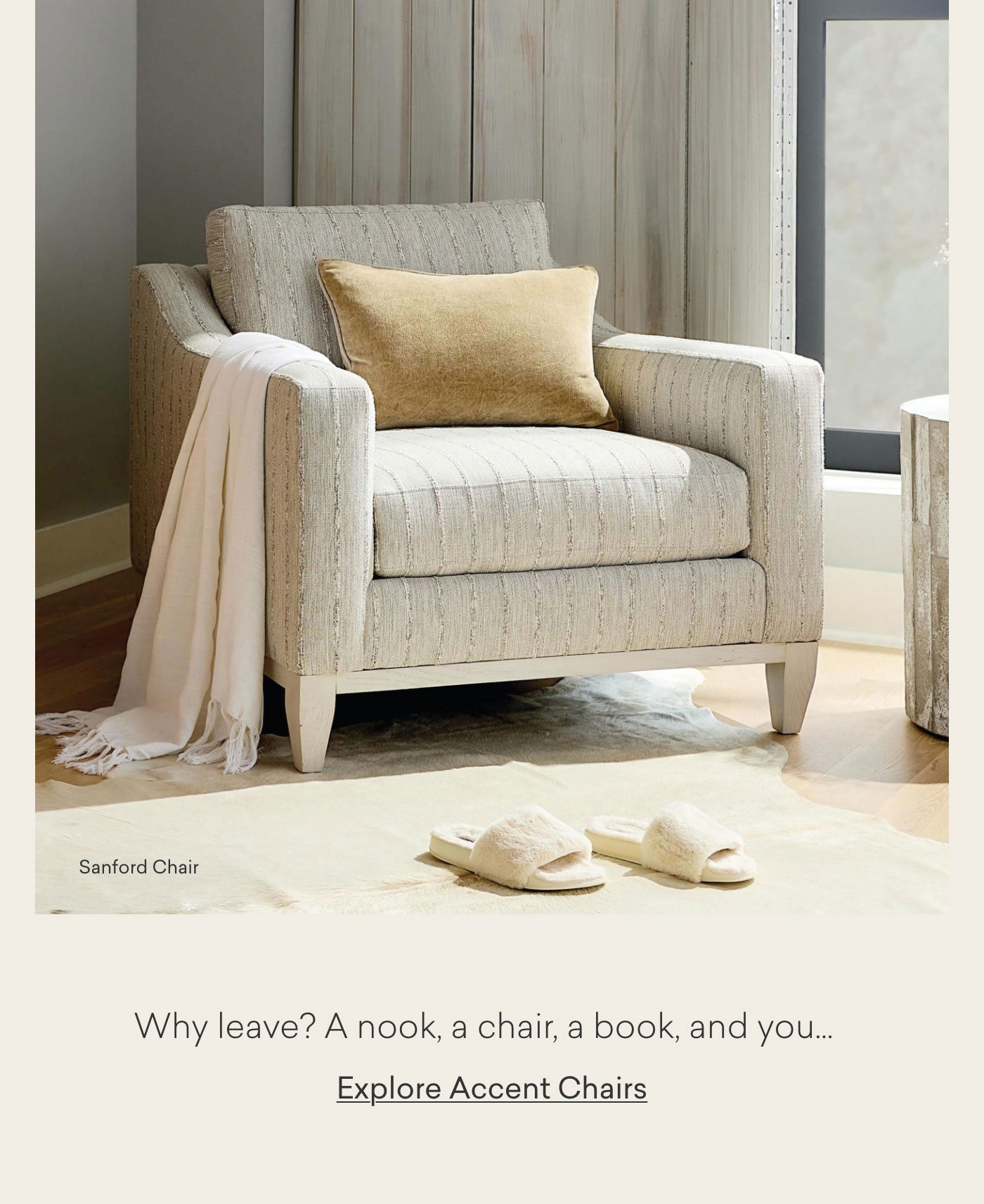 Why leave? a nook, chair, a book, and you... Explore Accent Chairs