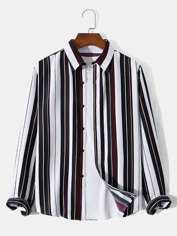 Contrast Vertical Striped Shirts