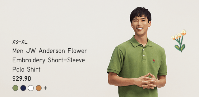 PDP9 - MEN JW ANDERSON FLOWER EMBROIDERY SHORT-SLEEVE POLO SHIRT