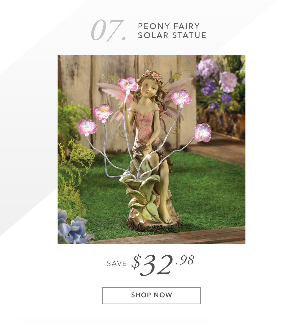 Peony Fairy Solar Statue | SHOP NOW