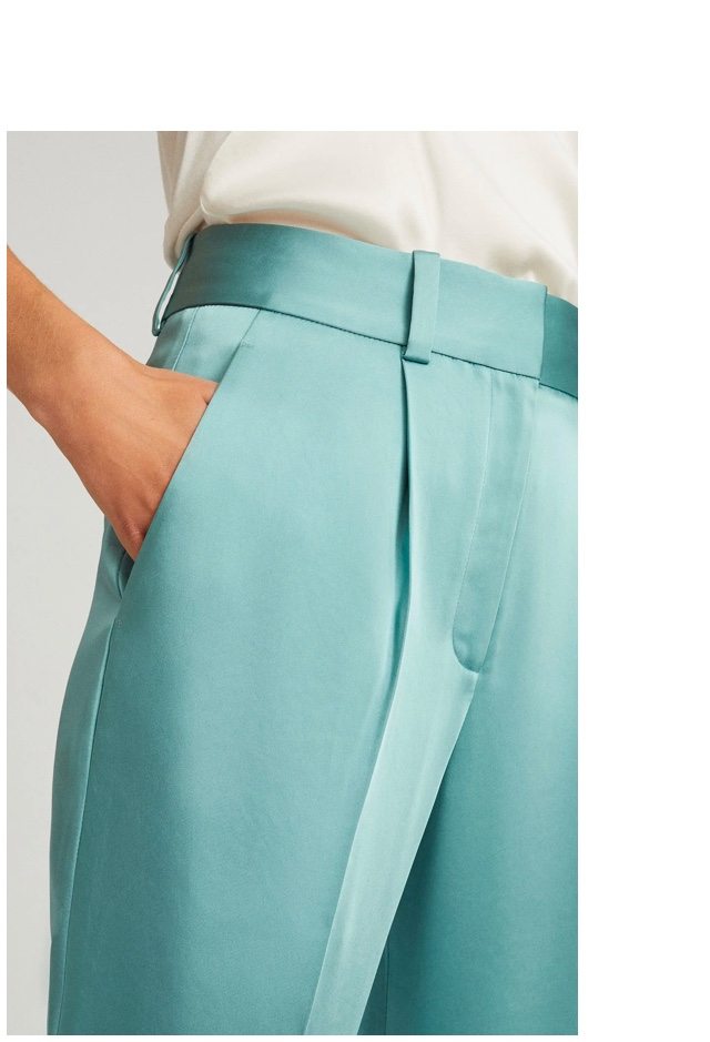 Elyssah Blue Satin Pleated Trousers