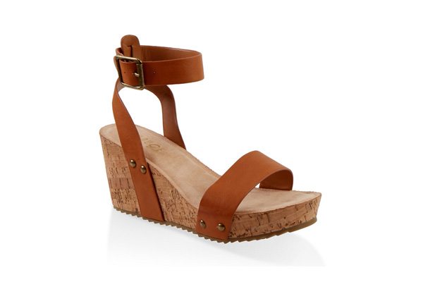 Ankle Strap Cork Wedge Sandals