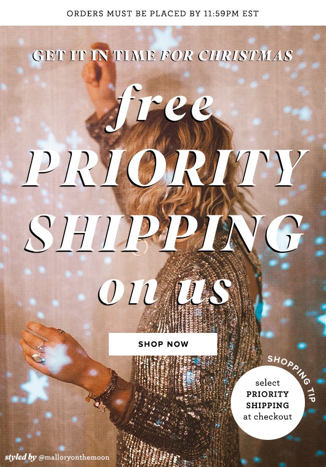  Free priority shipping on us. Guaranteed delivery for 12/24/18. Orders must be placed by 11:59PM EST tonight. Us only. 