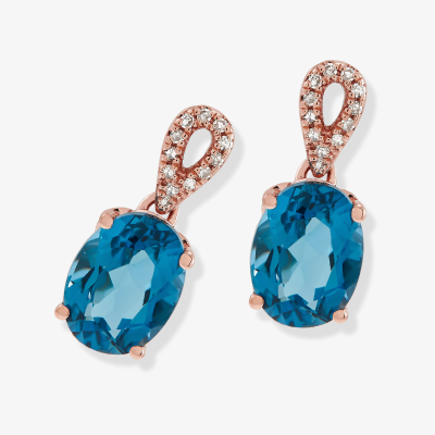 Topaz & Diamond Earrings 1/20 ct tw 10K Rose Gold