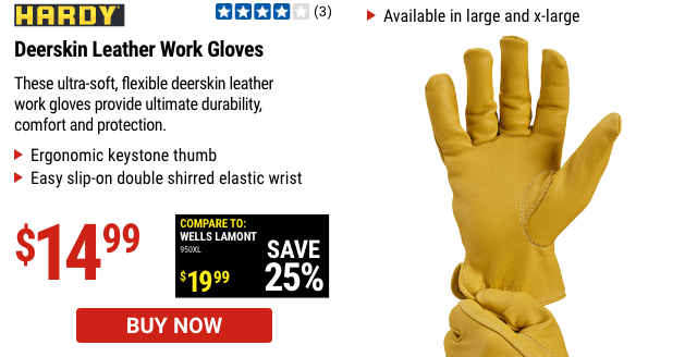 Deerskin Leather Work Gloves X-Large