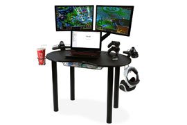 Atlantic Space-saving Eclipse Gaming Desk (Black) with Carbon Fiber Texture
