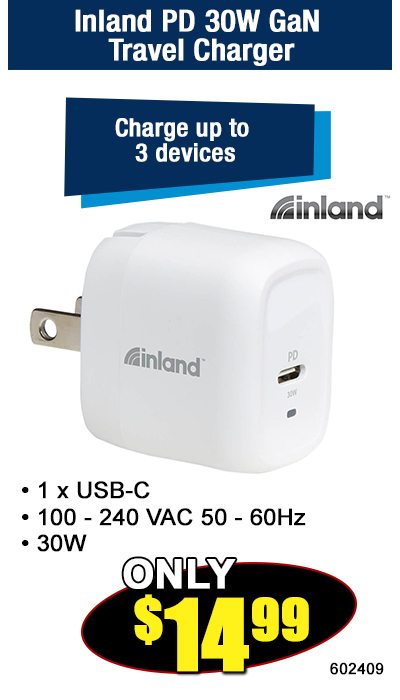 Inland PD 30W GaN Travel Charger