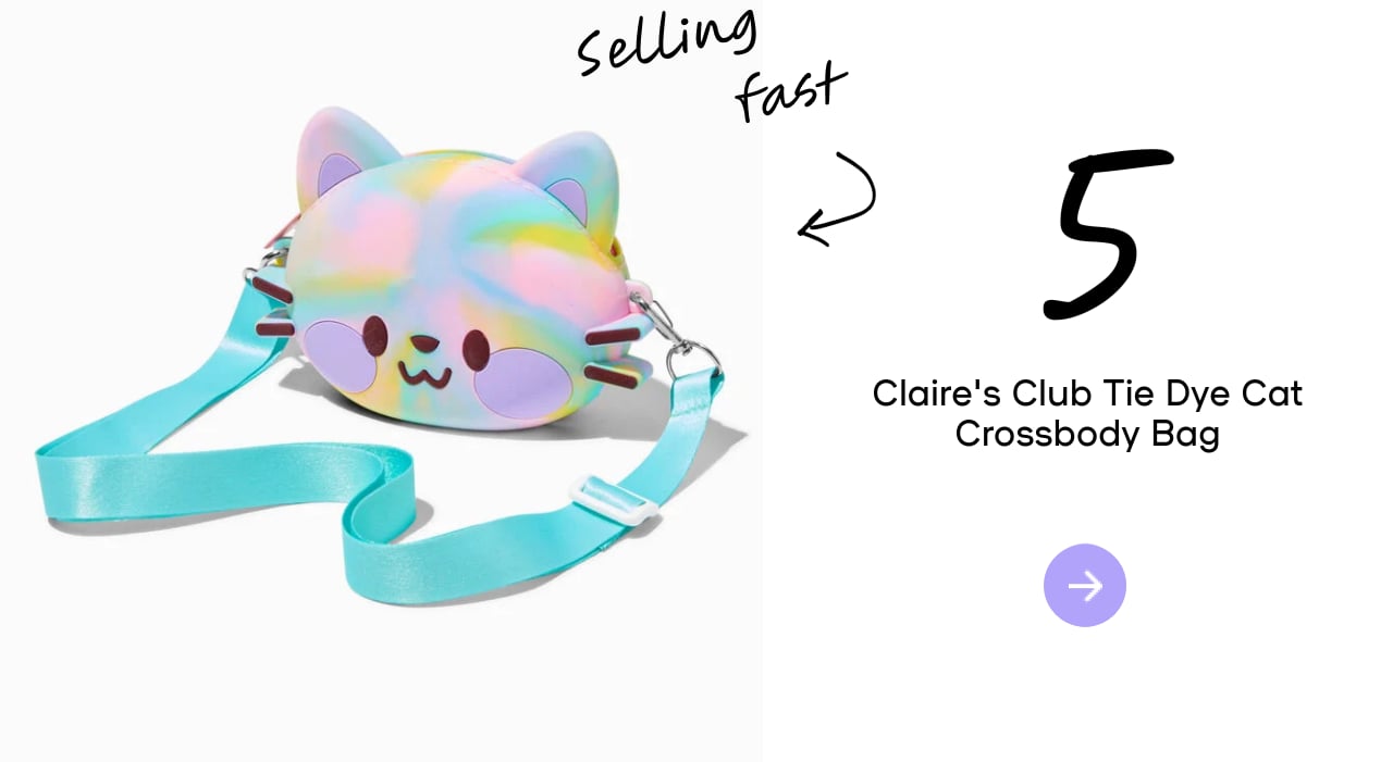 Claire's Club Tie Dye Cat Crossbody Bag