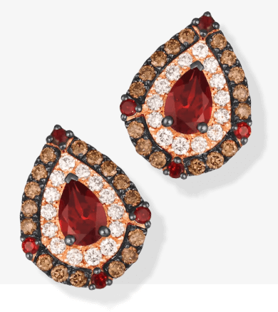 Le Vian Pear-Shaped Garnet Stud Earrings 3/4 ct tw Diamonds 14K Strawberry Gold